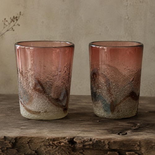 Pair Of Ryukyu Foam Glass Tumblers By Seiichiro Inamine, Okinawa