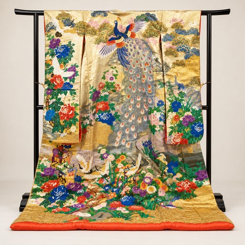 Japanese Ceremonial Silk Uchikake – The Celestial Peacock