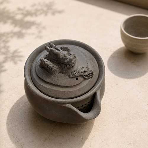 Dragon Hōhin Teapot By Hiroto Ono, Unglazed Stoneware, Japan