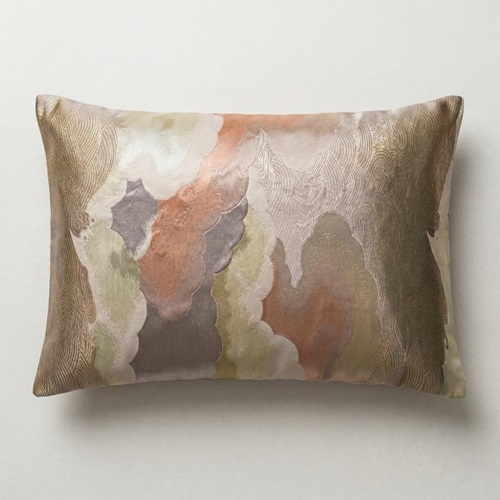 Lumbar Pillow – The Kumo No Niwa, Cloud Garden In Coral And Gold