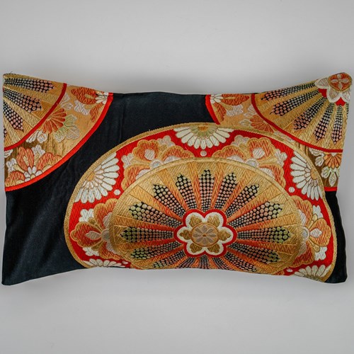 Japanese Ceremonial Silk Lumbar Pillows – The Miyako Noir, Pair