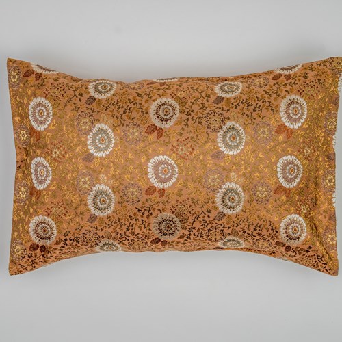 Copper Kiku – Japanese Obi Silk Cushion Pair