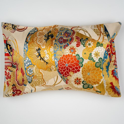Japanese Ceremonial Silk Lumbar Pillow – The Gilded Ogi Harmony