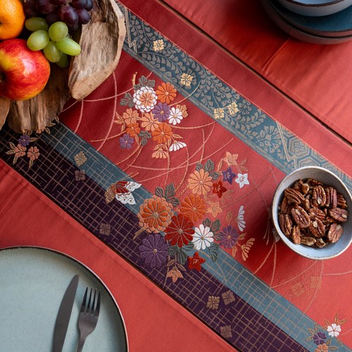 Japanese Ceremonial Silk Table Runner – The Imperial Garden
