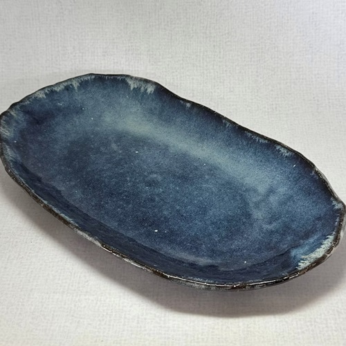 Cobalt Oval Serving Plate By Seigan Yamane