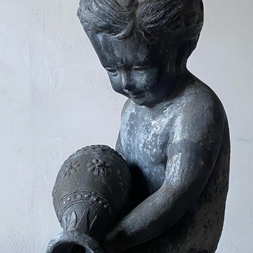 Antique Lead Boy Statue