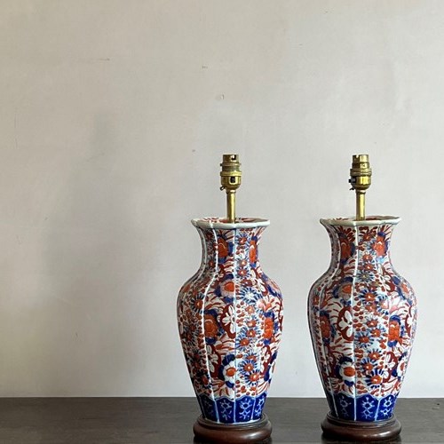 A Pair Of Imari Vase Lamp Bases