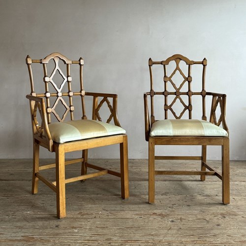 A Set Of 10 Chinese Chippendale Style Dining Chairs