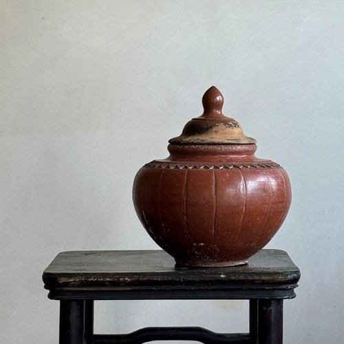 19Thc Lidded Terracotta Water Jar