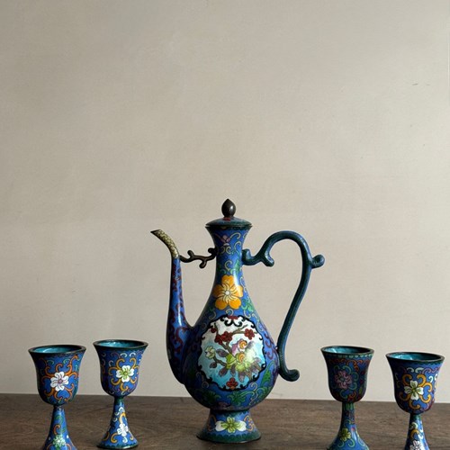 Cloisonné Enamel Ewes And Stem Cups