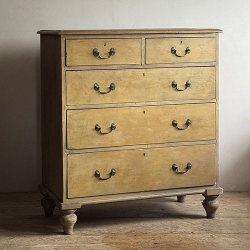 19Thc Painted Pine Chest Of Drawers