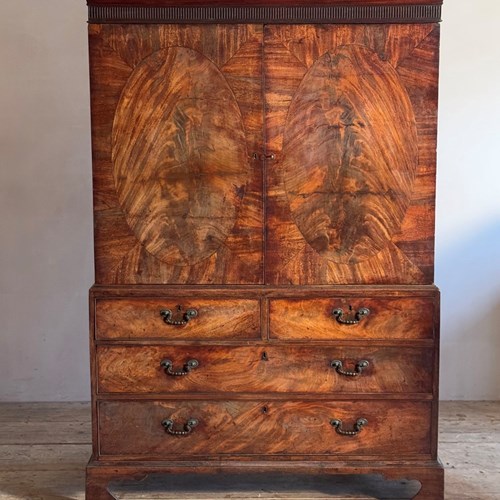 18Th Century Chippendale Period Mahogany Linen Press