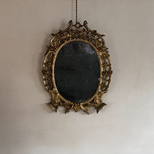 George III Period Carved Giltwood Mirror