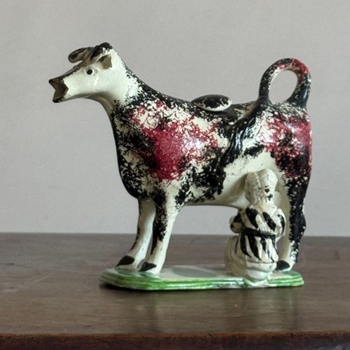 Antique Prattware Cow Creamer