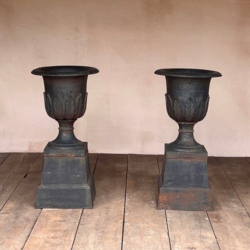 Late 19Thc Cast Iron Urns From Briggs Foundry