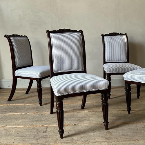 A Set Of Four 19Thc Upholstered Dining Chairs