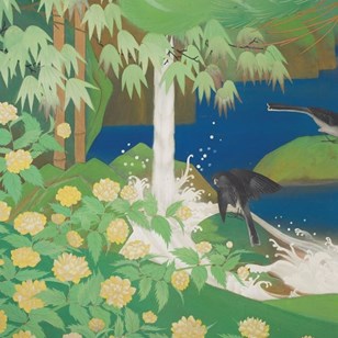 Taisho Period Two Panel Screen With...