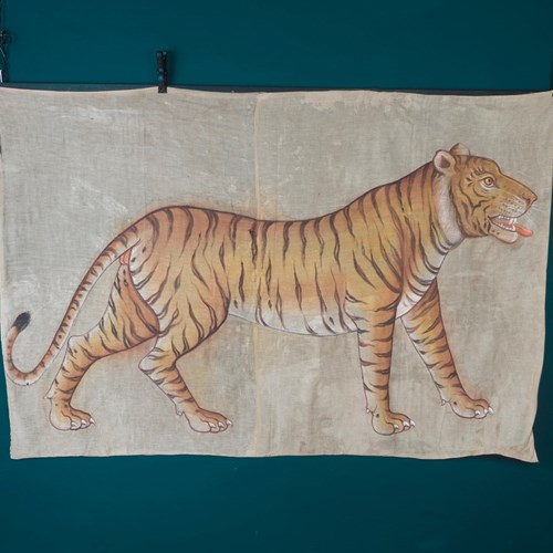 Large 19Th Century Indian Tiger Wall Hanging