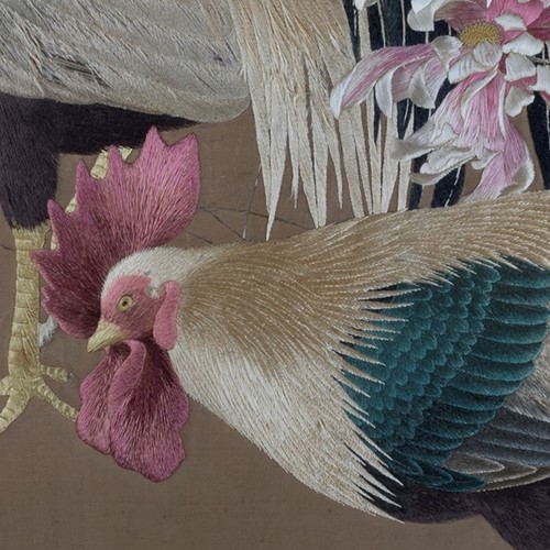 Exceptional Framed Meiji Embroidery