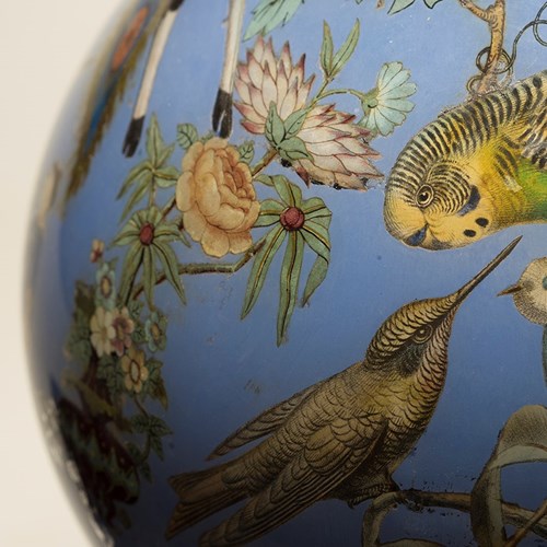 Exceptional Mid 19Th Century Decalcomania  Lamp