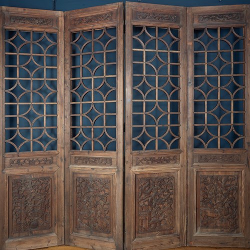 19Th Century Chinese Carved Hardwood Screen