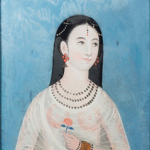 Mastani Of Bhaji Rao 18Th Century Reverse Glass Painting