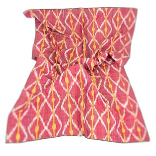 Large 19Th Century Pink Ikat Panel