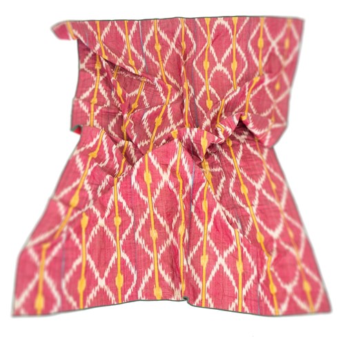 Large 19Th Century Pink Ikat Panel