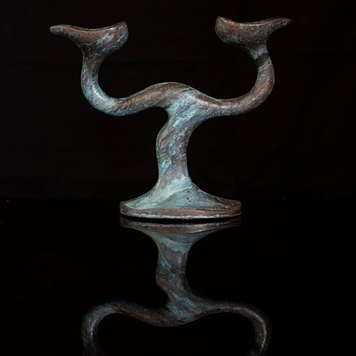 Robert Welch Sea Drift Candelabra In Verdigris Bronze