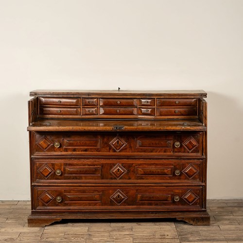 Florentine 17Th Century Walnut Secrétaire Chest 