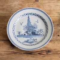 An English Delft blue and white charger