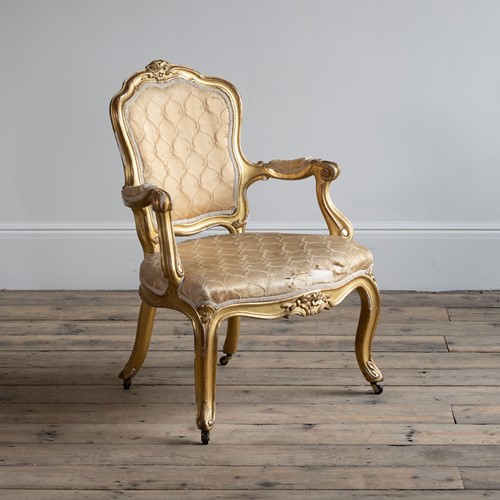 A 19Th Century French Giltwood Armchair