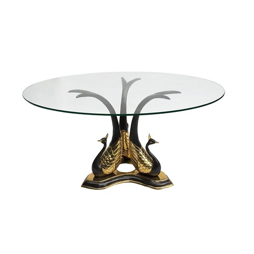 Brass Peacock Side Or Coffee Table In The Manner Of Willy Daro 