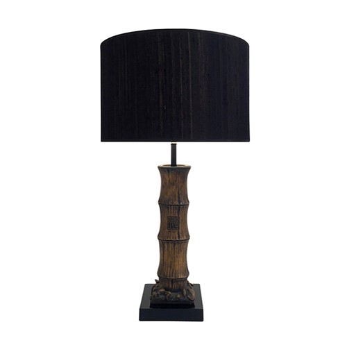 Plaster Carved Faux Bamboo Chinoiserie Table Lamp