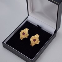 Swarovski vintage pair earrings, gold & crystals