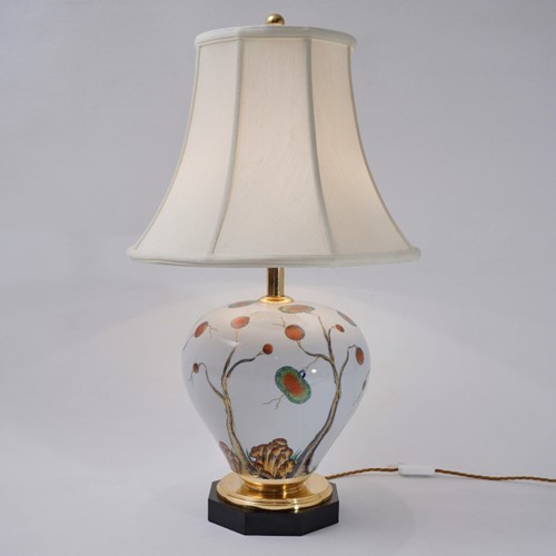 Giulia Mangani Porcelain Table Lamp 70 Cm, Chinoiserie Style, Hand Gilt, Rewired