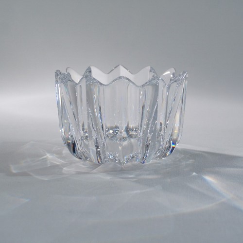 Vintage Orrefors Crystal Fleur Bowl By Jan Johansson, Signed