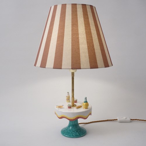 Vintage Mid-Century Florentine Handmade Ceramic Table Lamp By MAF Italy