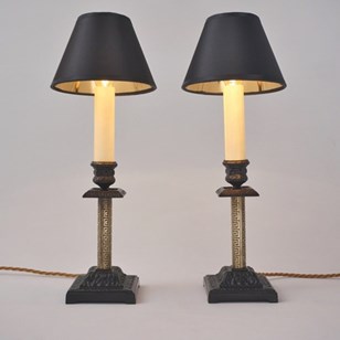Pair Antique Candlestick Table Lamp...