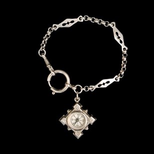 Art Deco Silver Tone Watch Chain Br...