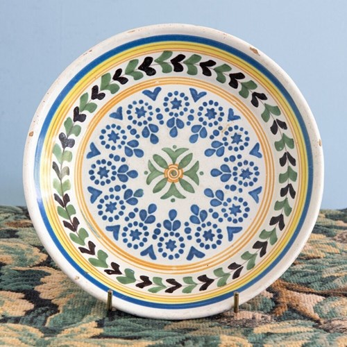 Nevers Faience, Polychrome Plate With Patterns, Early 19Th Century