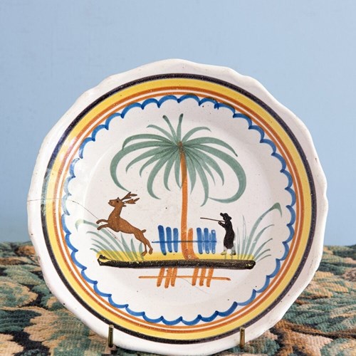 Nevers Faience, Deer Hunt Plate, Early 19Th Century