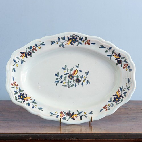 Sinceny Faience, Polychrome Oval Dish, 18Th Century