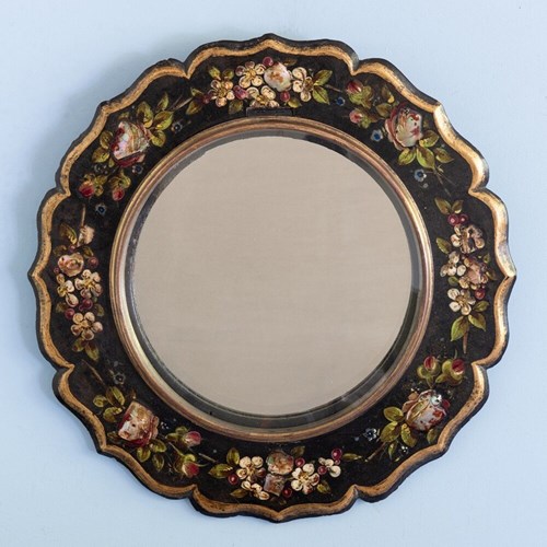 French Napoleon III Painted Wood Mirror, Late 19Th Century