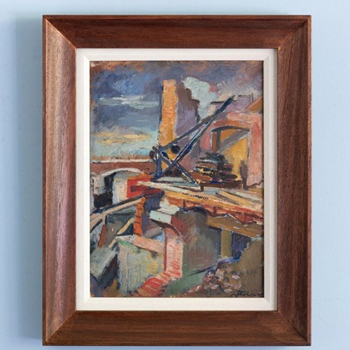 Albert Flocon, Toulouse, Oil Painting On Board, 1945