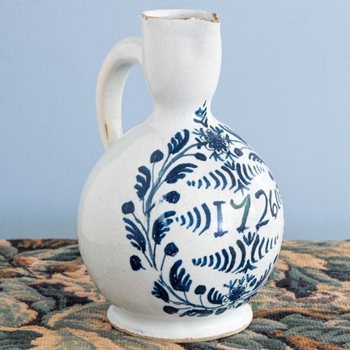 Rouen Faience, Blue & White Cider Jug, 18Th Century