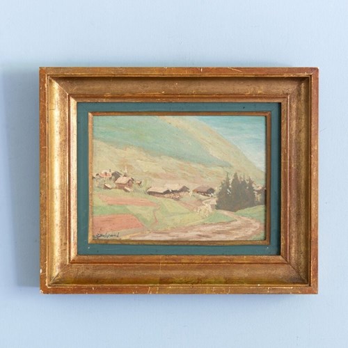 Robert Belgrand, Mountain Landscape, Oil Painting On Board, Midcentury