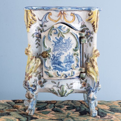 French Faience, Polychrome Miniature Commode, Early 19Th Century