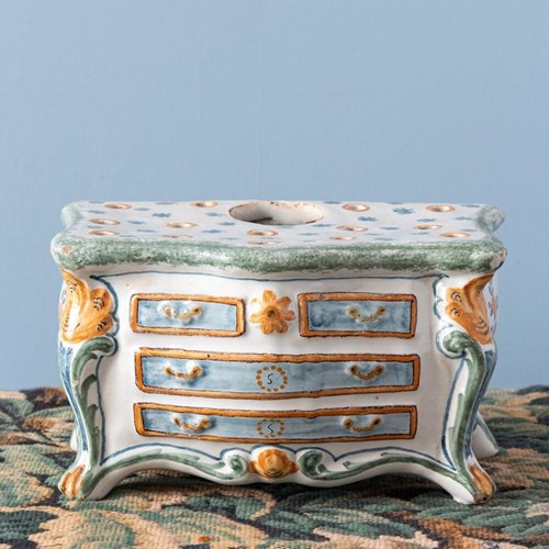 Nevers Faience, Celadon & Orange Commode Bough Pot, 18Th Century
