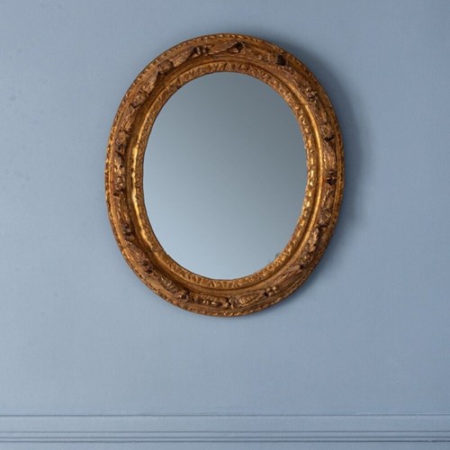 French Oval Gilt Gesso Mirror, 18Th Century